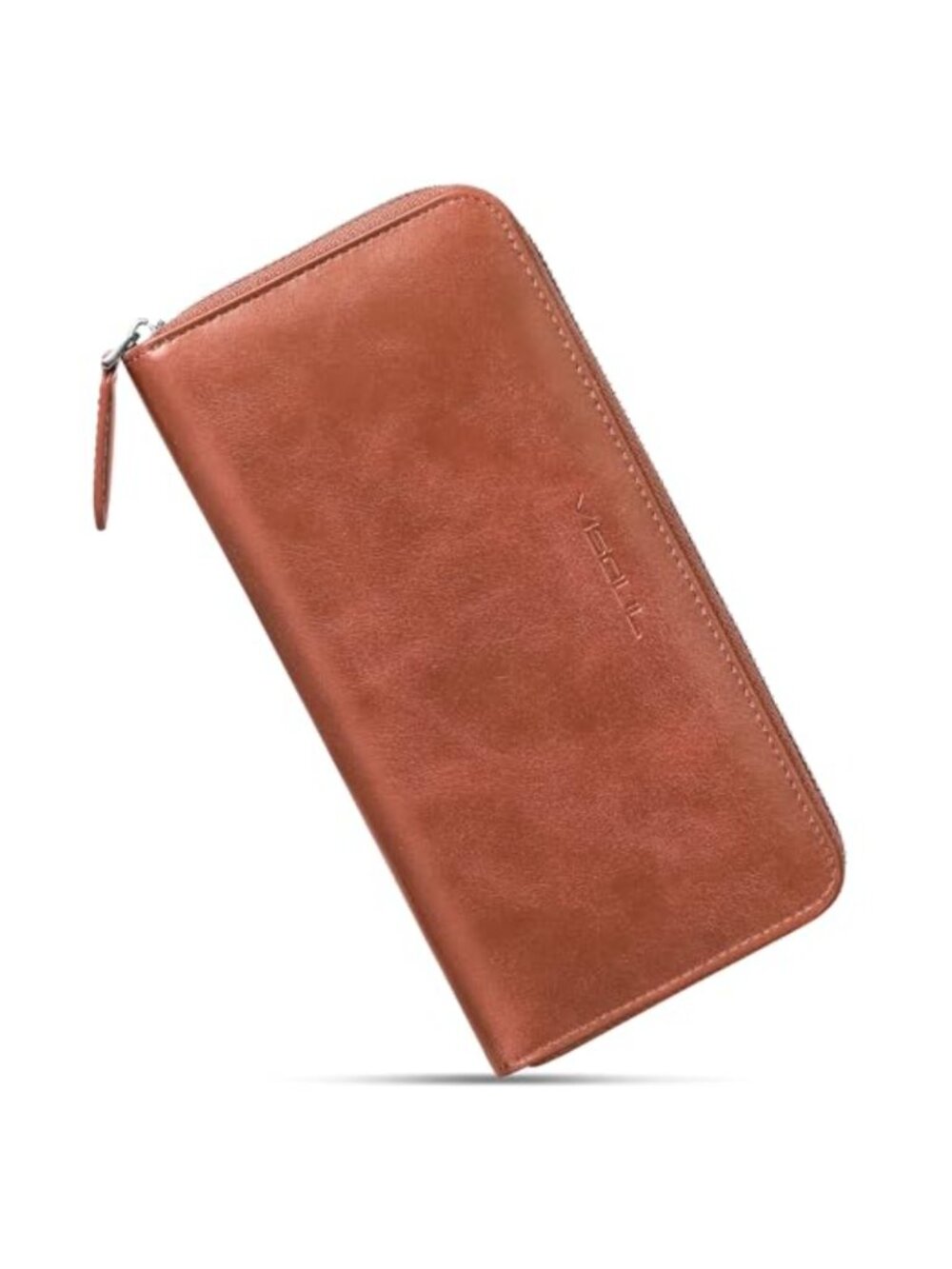 Leather Long Zip Clutch Wallet RFID Blocking 12 Card Slots